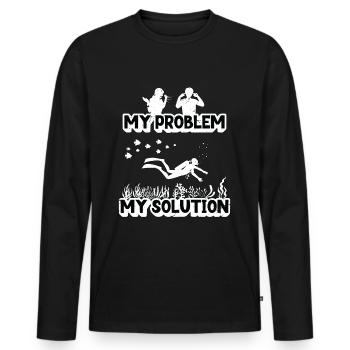 Biologiste marin Mon problème Mon pictogramme Papa Maman - T-shirt manches longues Premium bio Homme - noir - Devant - Nico (187cm)