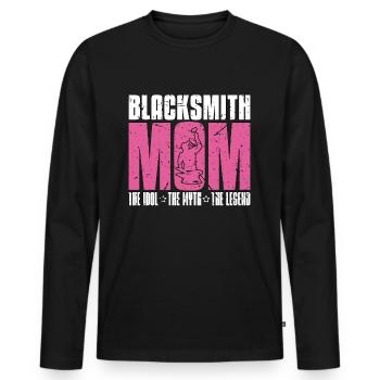 Maman forgeronne L’idole Le mythe Le ferronnier - T-shirt manches longues Premium bio Homme - noir - Devant - Nico (187cm)