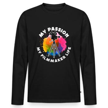 Filmmaker My Passion My Filmmaker Job Filmmaking - Men's Premium Organic Long Sleeve Shirt - black - Front - Nico (187cm)