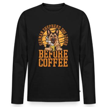 German Shepherd Dog Lover Before Pet Coffee Lover - Men's Premium Organic Long Sleeve Shirt - black - Front - Nico (187cm)