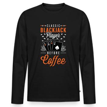 Joueur de Blackjack classique avant le café du jeu de cartes - T-shirt manches longues Premium bio Homme - noir - Devant - Nico (187cm)