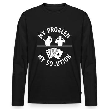 Classic Blackjack My Problem My Pictogram Dad Mom - Men's Premium Organic Long Sleeve Shirt - black - Front - Nico (187cm)