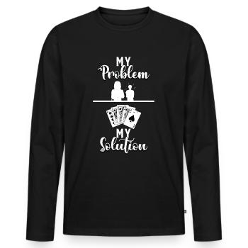 Classic Blackjack My Problem My Pictogram Mom Dad - Men's Premium Organic Long Sleeve Shirt - black - Front - Nico (187cm)