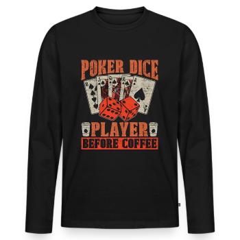 Joueur de dés de poker avant les dés de café amateur de café - T-shirt manches longues Premium bio Homme - noir - Devant - Nico (187cm)
