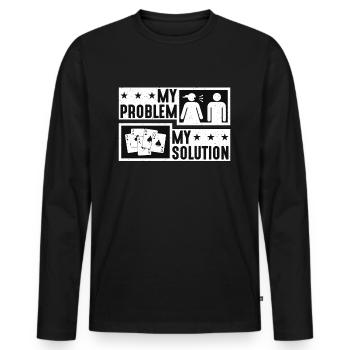 Euchre Player My Problem My Pictogram Dad Mom - Men's Premium Organic Long Sleeve Shirt - black - Front - Nico (187cm)