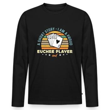 Euchre Player Une petite histoire Je suis un Euchre Lover - T-shirt manches longues Premium bio Homme - noir - Devant - Nico (187cm)