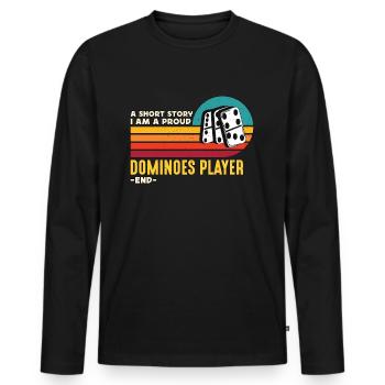 Joueur de dominos Une histoire courte Je suis un amateur de dominos - T-shirt manches longues Premium bio Homme - noir - Devant - Nico (187cm)