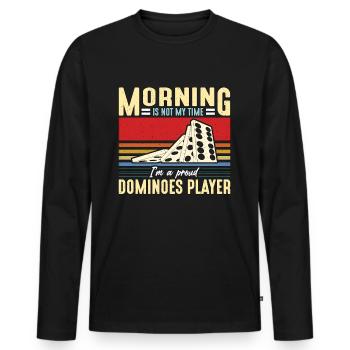 Dominos Player Morning n’est pas mon temps Jeu de dominos - T-shirt manches longues Premium bio Homme - noir - Devant - Nico (187cm)