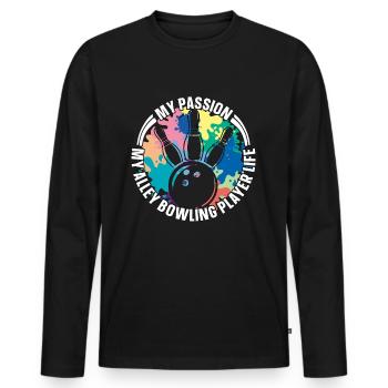 Joueur de bowling d’allée Ma passion Mon amateur de bowling - T-shirt manches longues Premium bio Homme - noir - Devant - Nico (187cm)