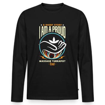 Massothérapeute Une petite histoire Je suis thérapeute - T-shirt manches longues Premium bio Homme - noir - Devant - Nico (187cm)