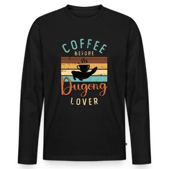 Dugong Lover Coffee Avant Sea Cow Coffee Lover - T-shirt manches longues Premium bio Homme - noir - Devant - Nico (187cm)