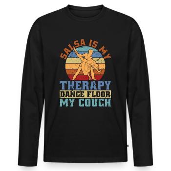 Salsa Dance Salsa Is My Therapy Retro Mambo Music - Männer Premium Bio Langarmshirt - Schwarz - Vorne - Nico (187cm)