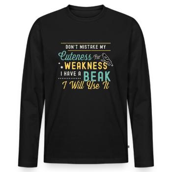 Conure Don't Mistake My Cuteness Sun Conure Lover - Men's Premium Organic Long Sleeve Shirt - black - Front - Nico (187cm)
