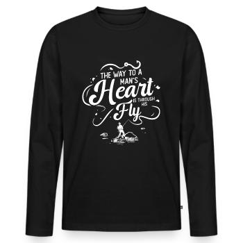 Fly Fishing The Way To A Man's Heart Fishing Lover - Männer Premium Bio Langarmshirt - Schwarz - Vorne - Nico (187cm)