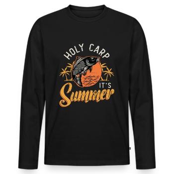 Carp Fishing Holy Carp It's Summer Fishing Lover - Men's Premium Organic Long Sleeve Shirt - black - Front - Nico (187cm)