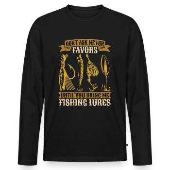 Pêche à la mouche Ne me demandez pas de faveurs jusqu’à la chasse au poisson - T-shirt manches longues Premium bio Homme - noir - Devant - Nico (187cm)