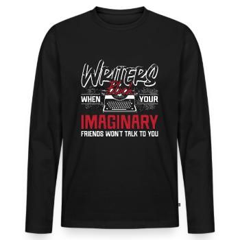 Writing Writers Block lorsque votre éditeur romancier - T-shirt manches longues Premium bio Homme - noir - Devant - Nico (187cm)