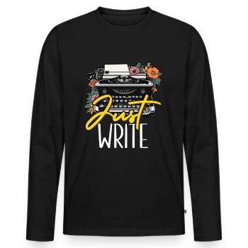 Writing Just Write Novelist Book Writer Publisher - Men's Premium Organic Long Sleeve Shirt - black - Front - Nico (187cm)