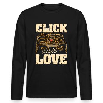 Photographer Click With Love Photo Shoot Cameraman - Men's Premium Organic Long Sleeve Shirt - black - Front - Nico (187cm)