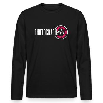 Photographer Photograph Cameraman Photo Shoot - Men's Premium Organic Long Sleeve Shirt - black - Front - Nico (187cm)
