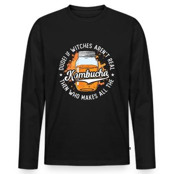 Kombucha Dude If Witches Aren't Real Home Brewing - Men's Premium Organic Long Sleeve Shirt - black - Front - Nico (187cm)