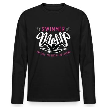 Maman nageuse L’idole Le mythe L’amoureux de la natation - T-shirt manches longues Premium bio Homme - noir - Devant - Nico (187cm)
