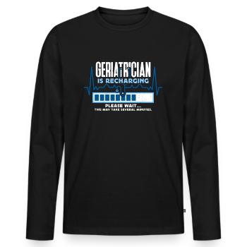 Geriatric Nurse Geriatrician Is Recharging Nursing - Men's Premium Organic Long Sleeve Shirt - black - Front - Nico (187cm)