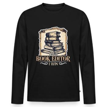 Je suis un éditeur de livres Je gagne Éditeur Romancier Éditeurs - T-shirt manches longues Premium bio Homme - noir - Devant - Nico (187cm)