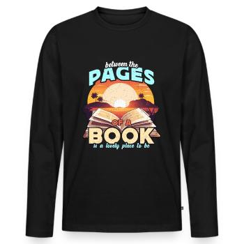 Literature Teacher Between The Pages Of Instructor - Men's Premium Organic Long Sleeve Shirt - black - Front - Nico (187cm)