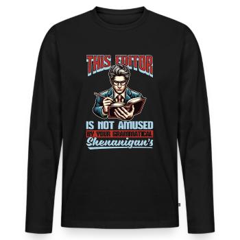 This Editor Is Not Amused By Publisher Book Editor - Männer Premium Bio Langarmshirt - Schwarz - Vorne - Nico (187cm)