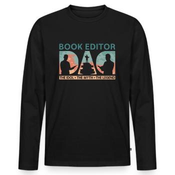 Éditeur de livres Papa L’idole Le mythe L’éditeur - T-shirt manches longues Premium bio Homme - noir - Devant - Nico (187cm)