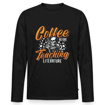Professeur de littérature Café Rat de bibliothèque Amateur de café - T-shirt manches longues Premium bio Homme - noir - Devant - Nico (187cm)