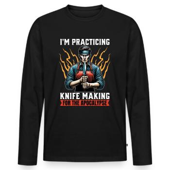 Blade Forging I'm Practicing Knife Making Forging - Männer Premium Bio Langarmshirt - Schwarz - Vorne - Nico (187cm)