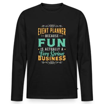 Events Coordinator Event Planner Because Planning - Männer Premium Bio Langarmshirt - Schwarz - Vorne - Nico (187cm)