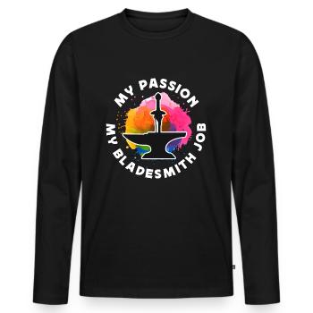 Bladesmith Ma passion Mon forgeron de lames Blade Crafter - T-shirt manches longues Premium bio Homme - noir - Devant - Nico (187cm)