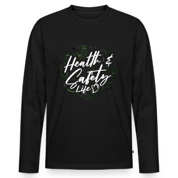 Éducateur en santé Conseillère en santé et sécurité - T-shirt manches longues Premium bio Homme - noir - Devant - Nico (187cm)
