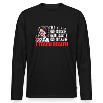Éducateur en santé Je suis un conseiller en santé J’enseigne - T-shirt manches longues Premium bio Homme - noir - Devant - Nico (187cm)
