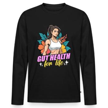 Health Coach Gut Health For Life Personal Trainer - Men's Premium Organic Long Sleeve Shirt - black - Front - Nico (187cm)