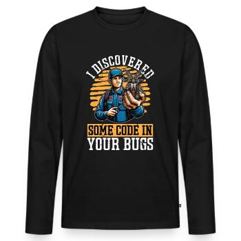 J’ai découvert des bugs de pulvérisation de code - T-shirt manches longues Premium bio Homme - noir - Devant - Nico (187cm)
