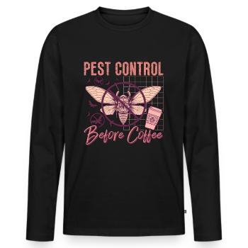 Pest Control Before Insect Solutions Coffee Lover - Men's Premium Organic Long Sleeve Shirt - black - Front - Nico (187cm)