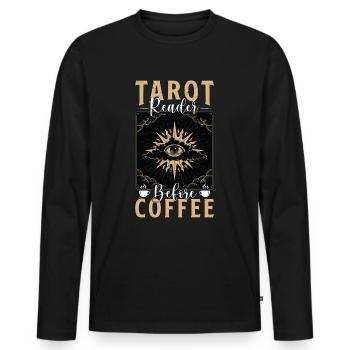Tarot Reader Before Fortune Telling Coffee Lover - Men's Premium Organic Long Sleeve Shirt - black - Front - Nico (187cm)