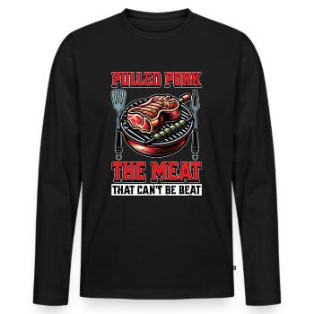 Pulled Pork The Meat That Barbecue Meat Lover - Men's Premium Organic Long Sleeve Shirt - black - Front - Nico (187cm)
