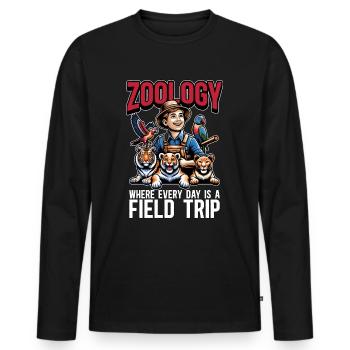 Zoology Where Every Day Is A Field Trip Biologist - Men's Premium Organic Long Sleeve Shirt - black - Front - Nico (187cm)