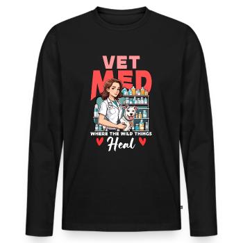 Vet Med Where The Wild Things Veterinary Practice - Männer Premium Bio Langarmshirt - Schwarz - Vorne - Nico (187cm)