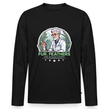 Zoologist for Feathers and Scales Expert Zoology - Men's Premium Organic Long Sleeve Shirt - black - Front - Nico (187cm)