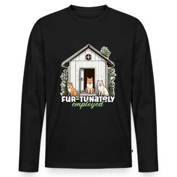 Animal Shelter Fur-tunately Employed Veterinarian - Men's Premium Organic Long Sleeve Shirt - black - Front - Nico (187cm)