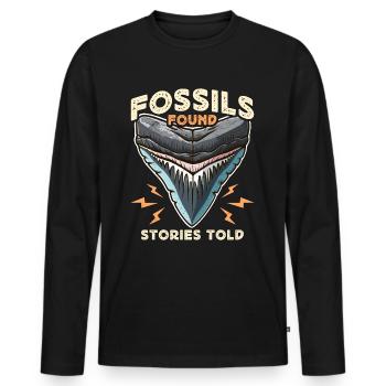 Fossil Hunter Fossils Found Stories Told Geologist - Männer Premium Bio Langarmshirt - Schwarz - Vorne - Nico (187cm)