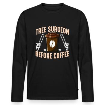 Chirurgien des arbres avant arboriculteur de café Amateur de café - T-shirt manches longues Premium bio Homme - noir - Devant - Nico (187cm)