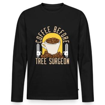 Café Tree Surgeon avant amateur de café menuisier - T-shirt manches longues Premium bio Homme - noir - Devant - Nico (187cm)