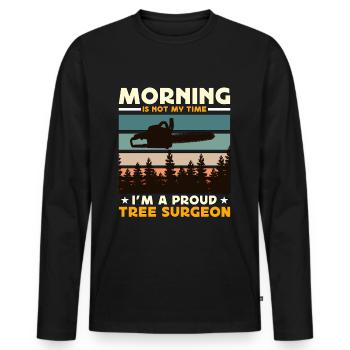 Chirurgiens arboricoles Le matin n'est pas mon heure, je suis arboriculteur - T-shirt manches longues Premium bio Homme - noir - Devant - Nico (187cm)